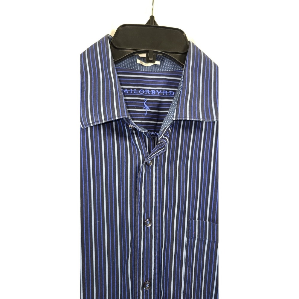 Taylor Byrd Men's XXL Long Sleeve Button Up Shirt Blue Striped